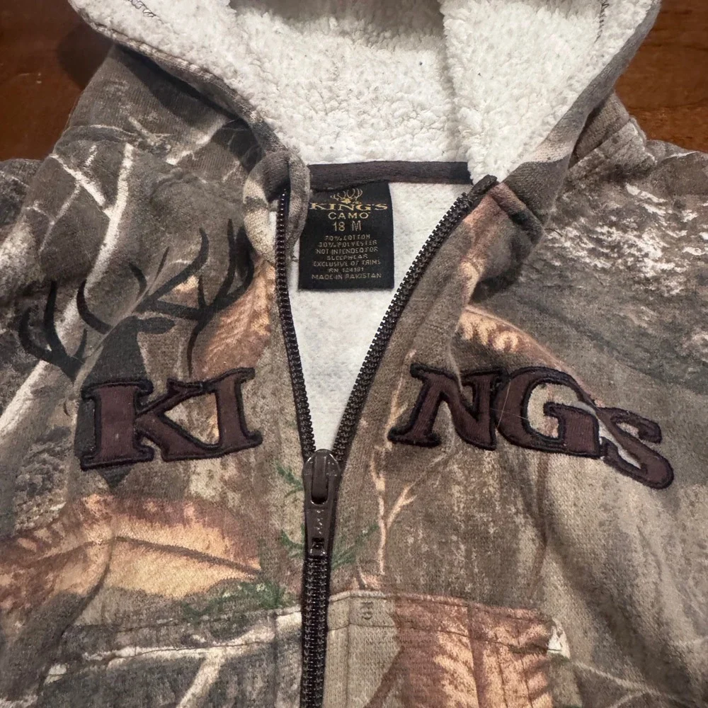 Kings Camo‎ Toddler Boys 18M Real Tree Zip Up Sherpa Lined Hunt Hoodie Jacket